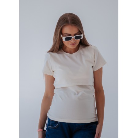 Футболка для вагітних з секретом для годування Молочний